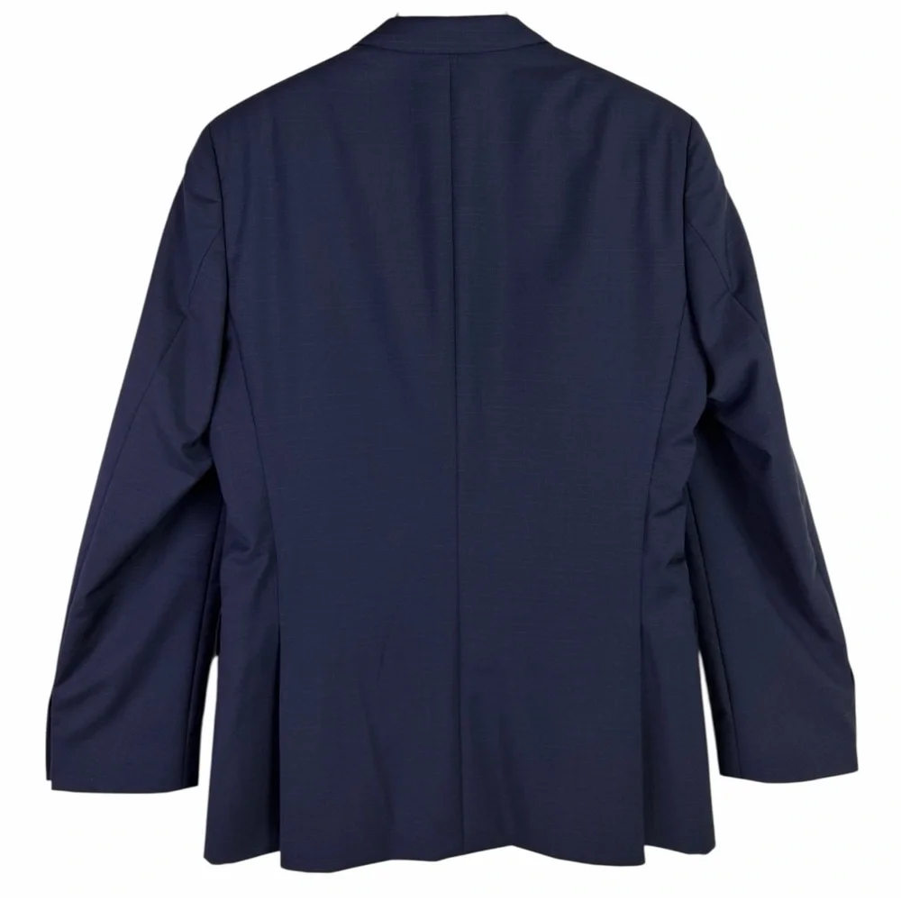 HUGO BOSS Huge4/Genius3 Navy Blue Micro-Check Virgin Wool Suit Jacket Blazer 38R
